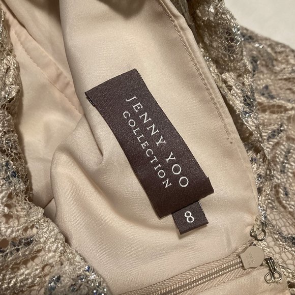 Jenny Yoo Collection Sliver and Cream Lace Cocktail Dress - Picture 4 of 12